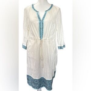 J. Jill Ivory Tunic with Teal Accents